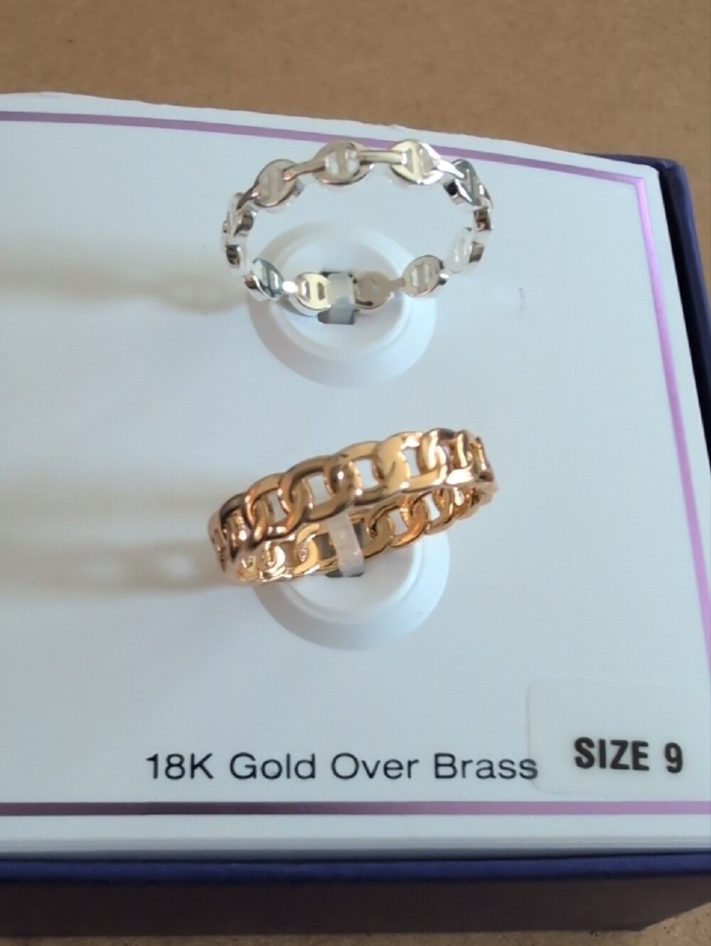 Chain-Link Stackable Ring Set -  Gold and Silver - Picture 7 of 7